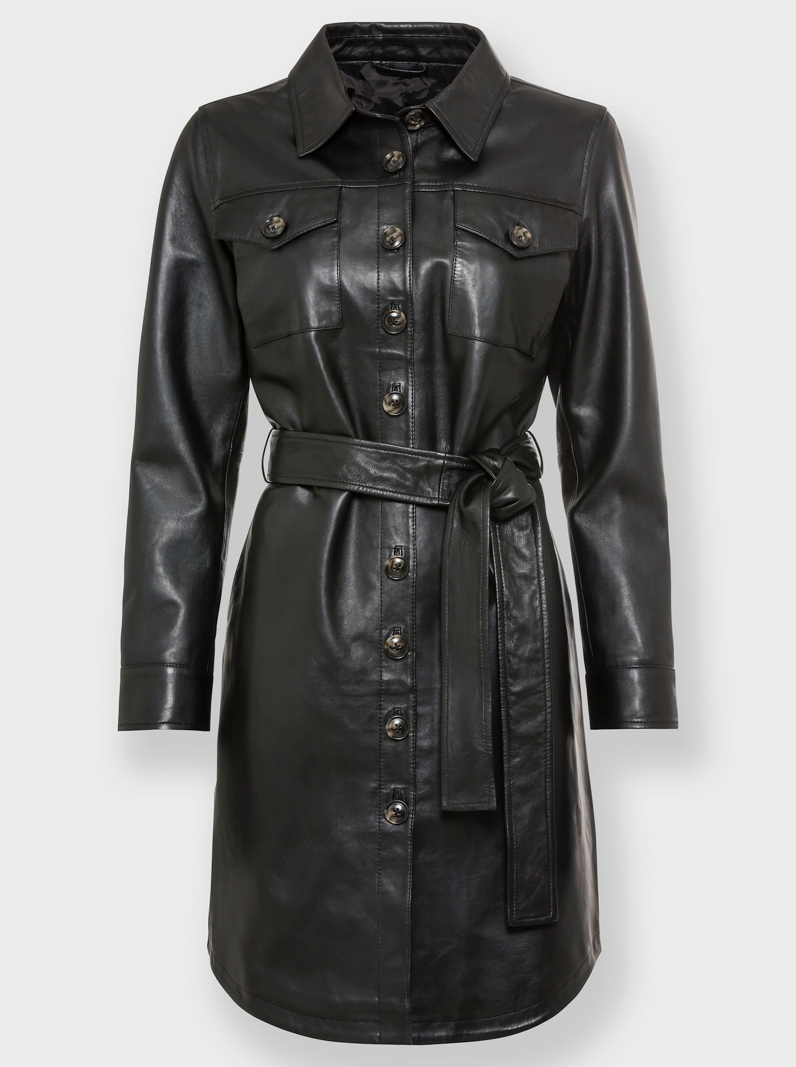 heine Lederkleid mit Knopfleiste - schwarz