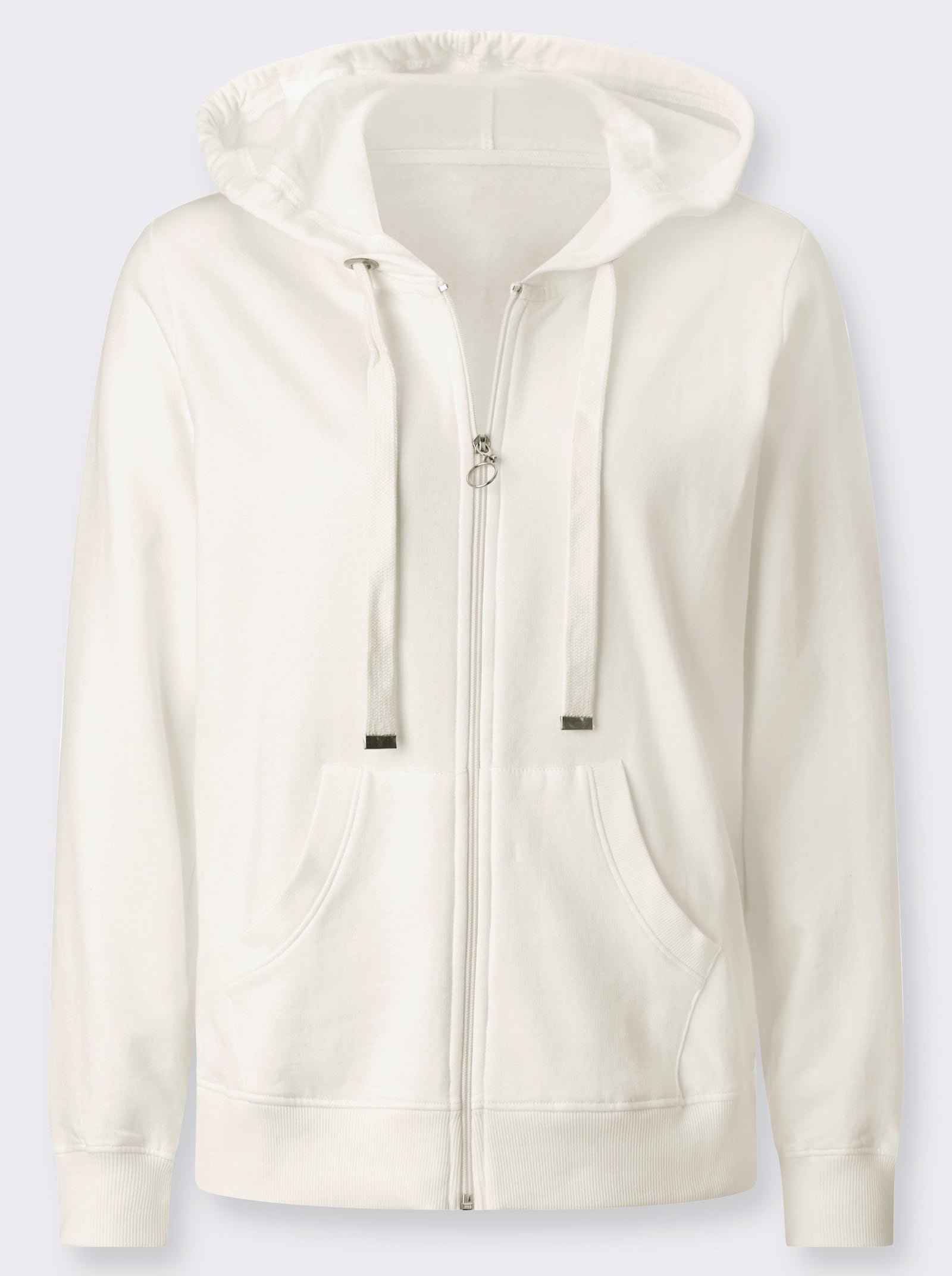 Sweatjacke mit Känguru-Taschen - ecru