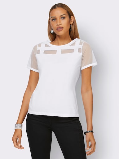 Kurzarmshirt mit Mesh-Einsätzen - weiß