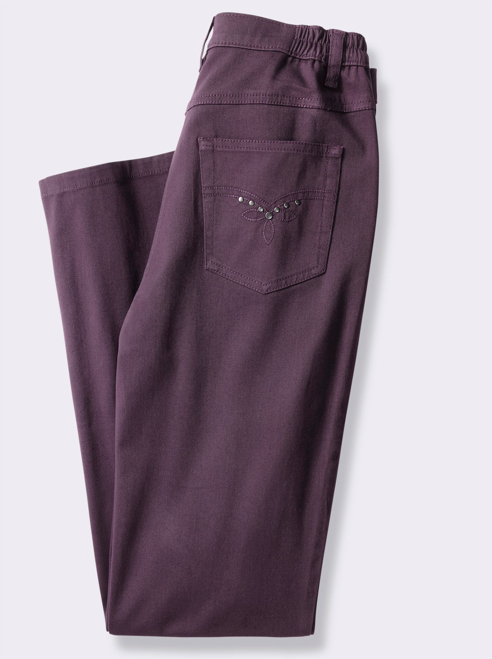 5-Pocket-Jeans mit Stickerei-Motiv - aubergine