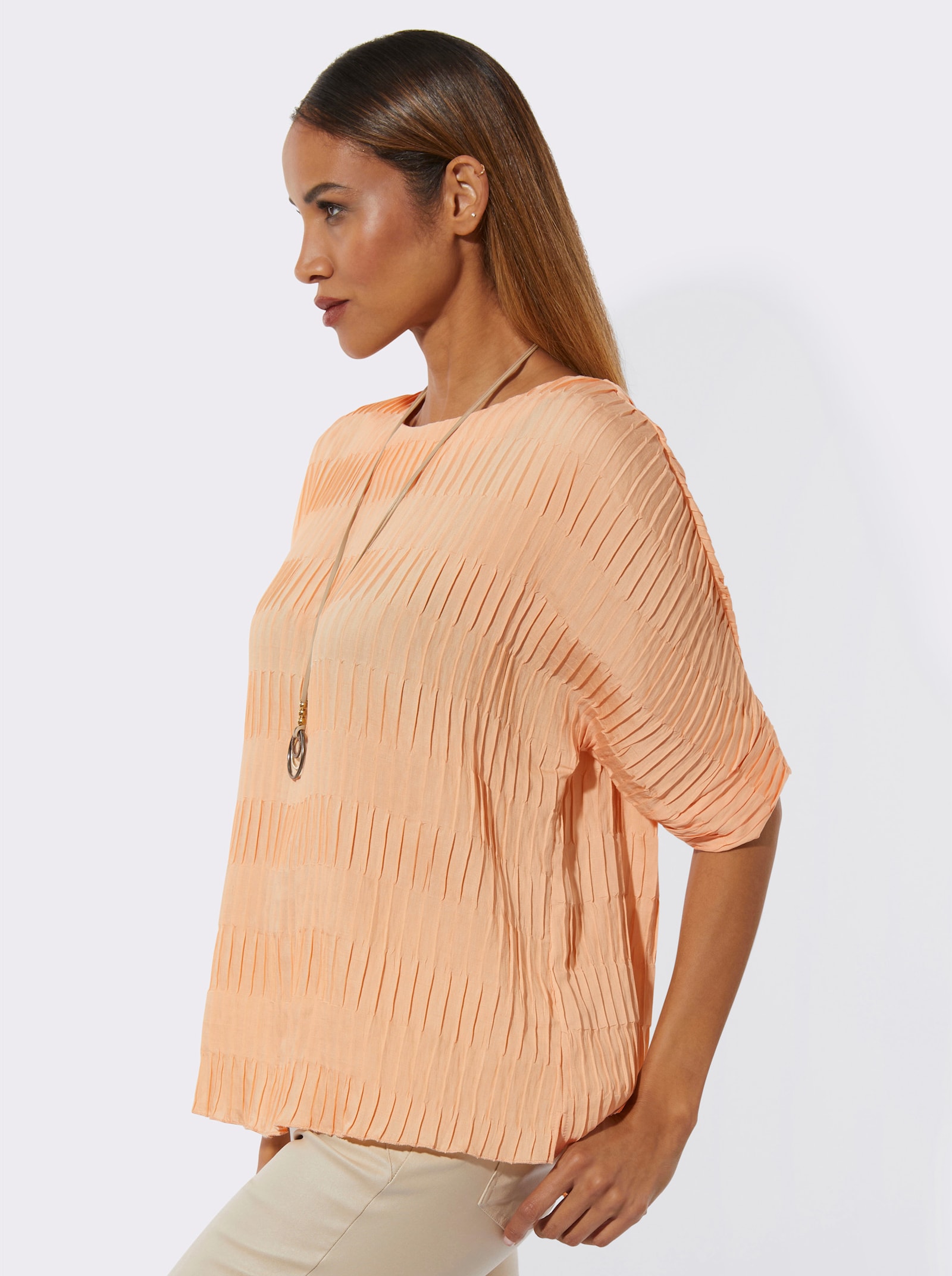 Schlupfbluse mit Fledermaus-Ärmeln - apricot