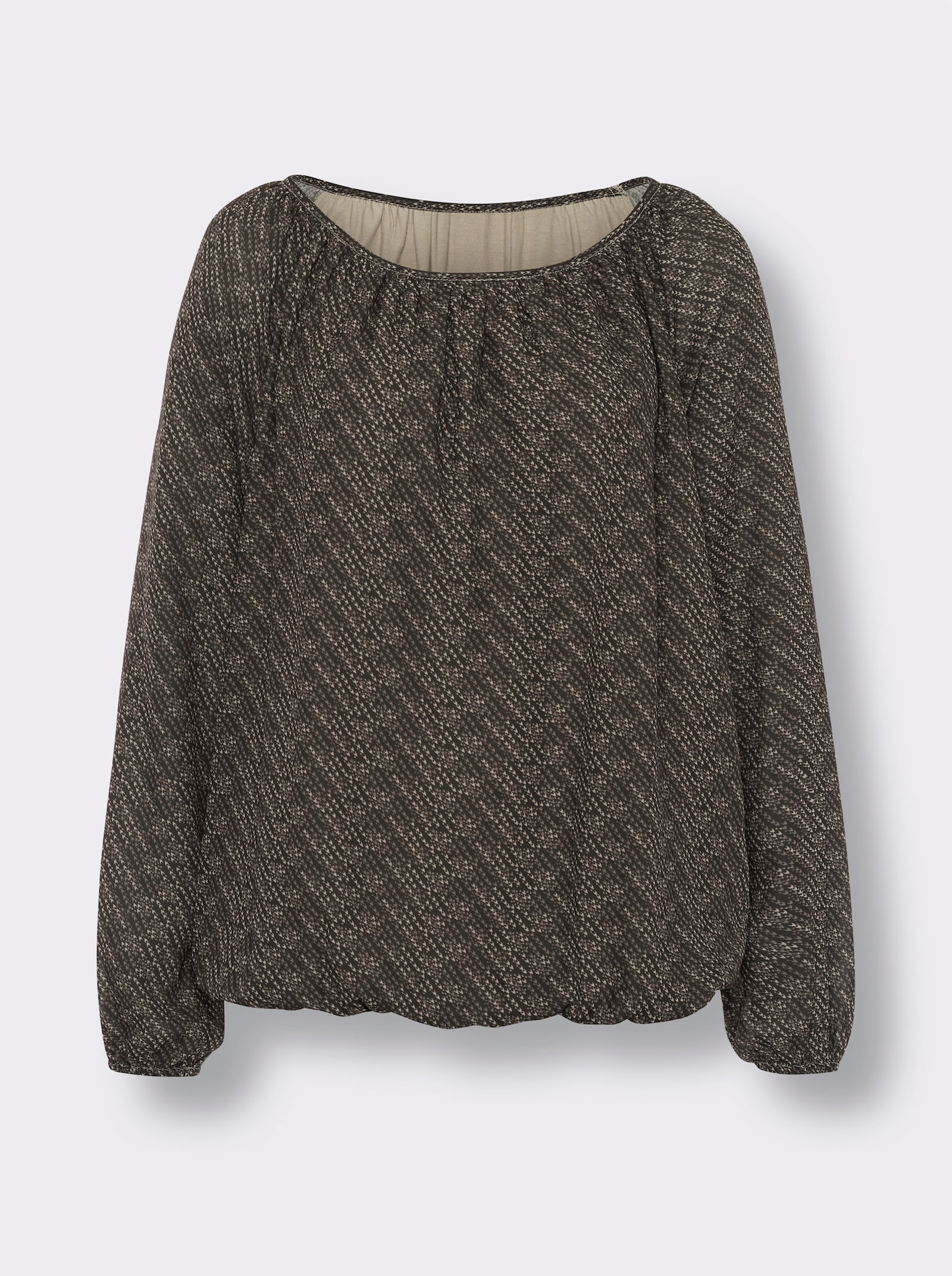 heine Druckbluse mit Gummibündchen - graphit-sesam-bedruckt
