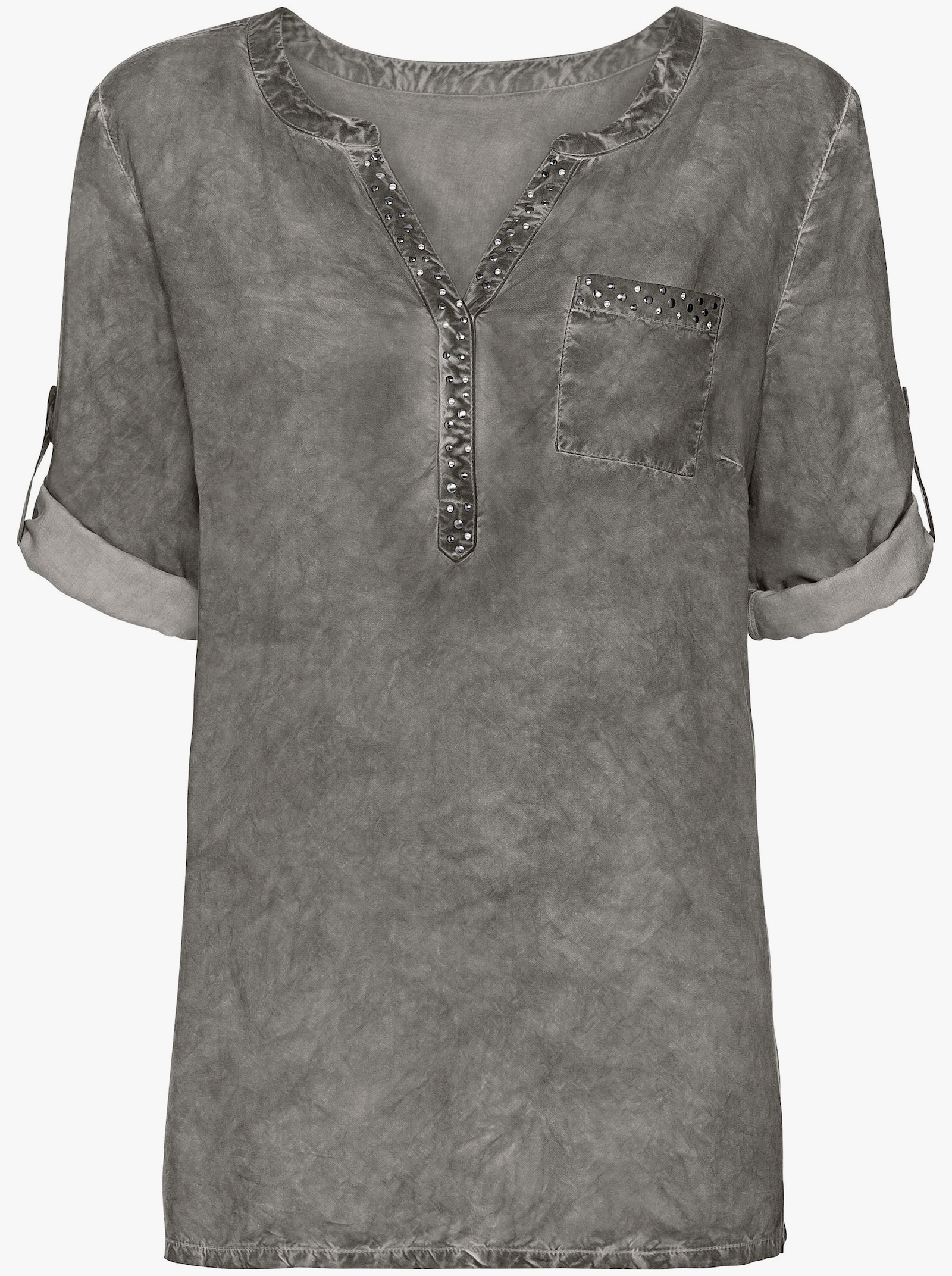 Tunika in oil dyed-Waschung - grau