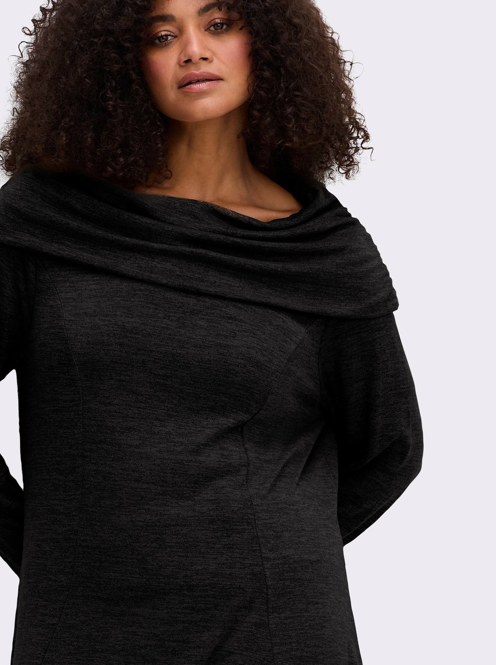 sheego by Joe Browns Longsweatshirt im Strick-Look - schwarz