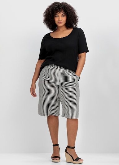 sheego Rippshirt - schwarz