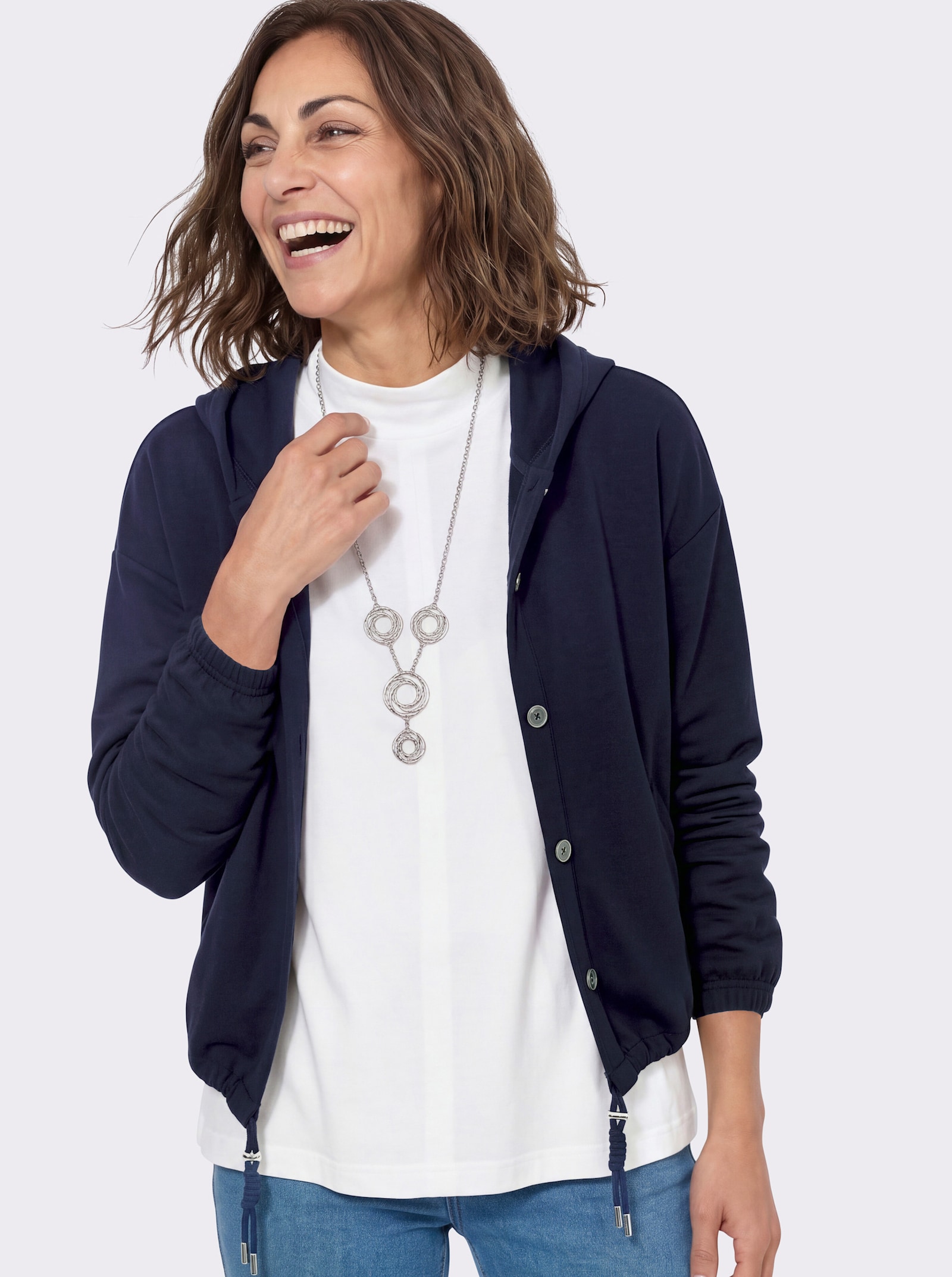 Shirtjacke mit Kapuze - marine