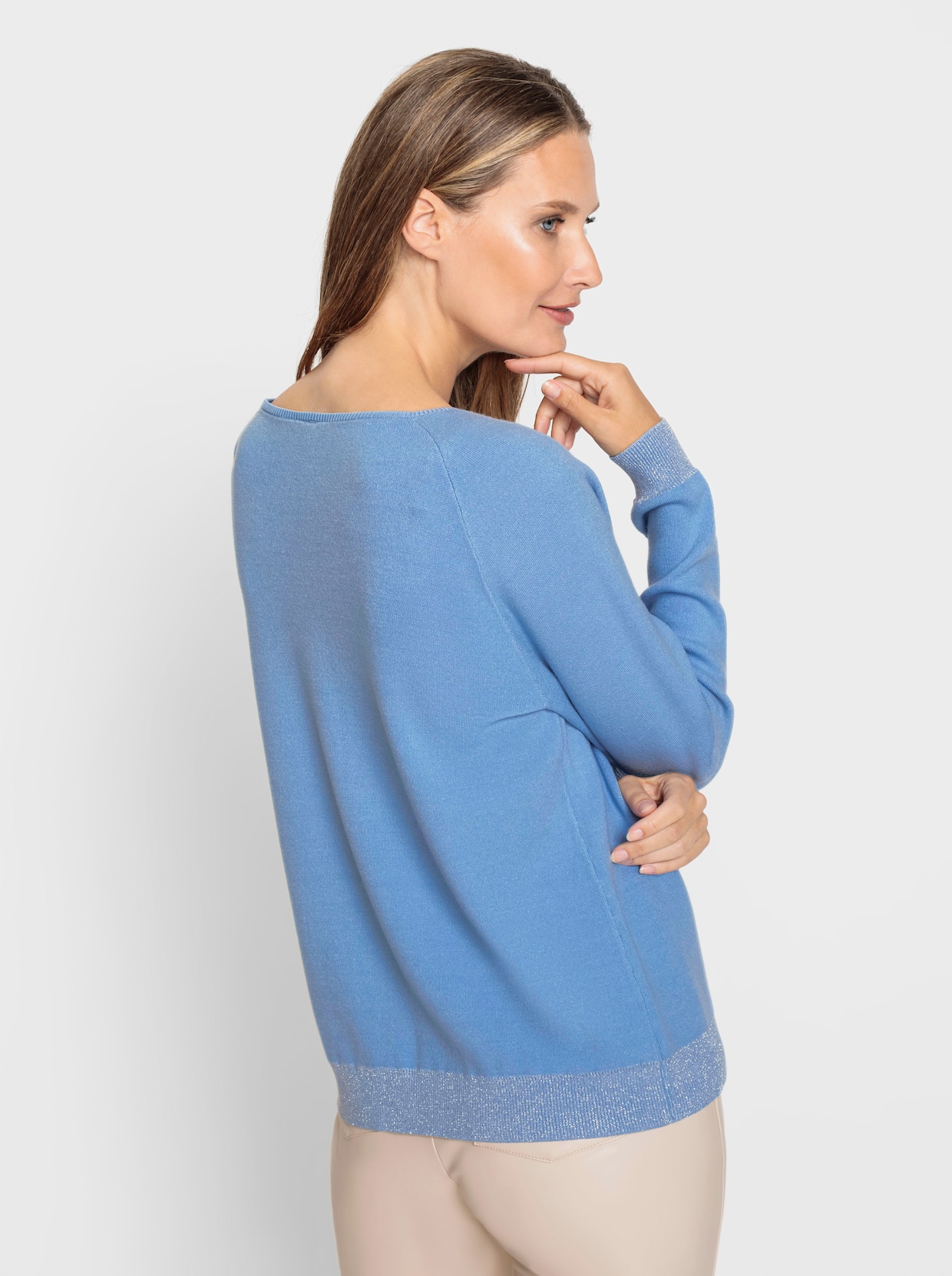 heine Pullover - hemelsblauw/wit gedessineerd