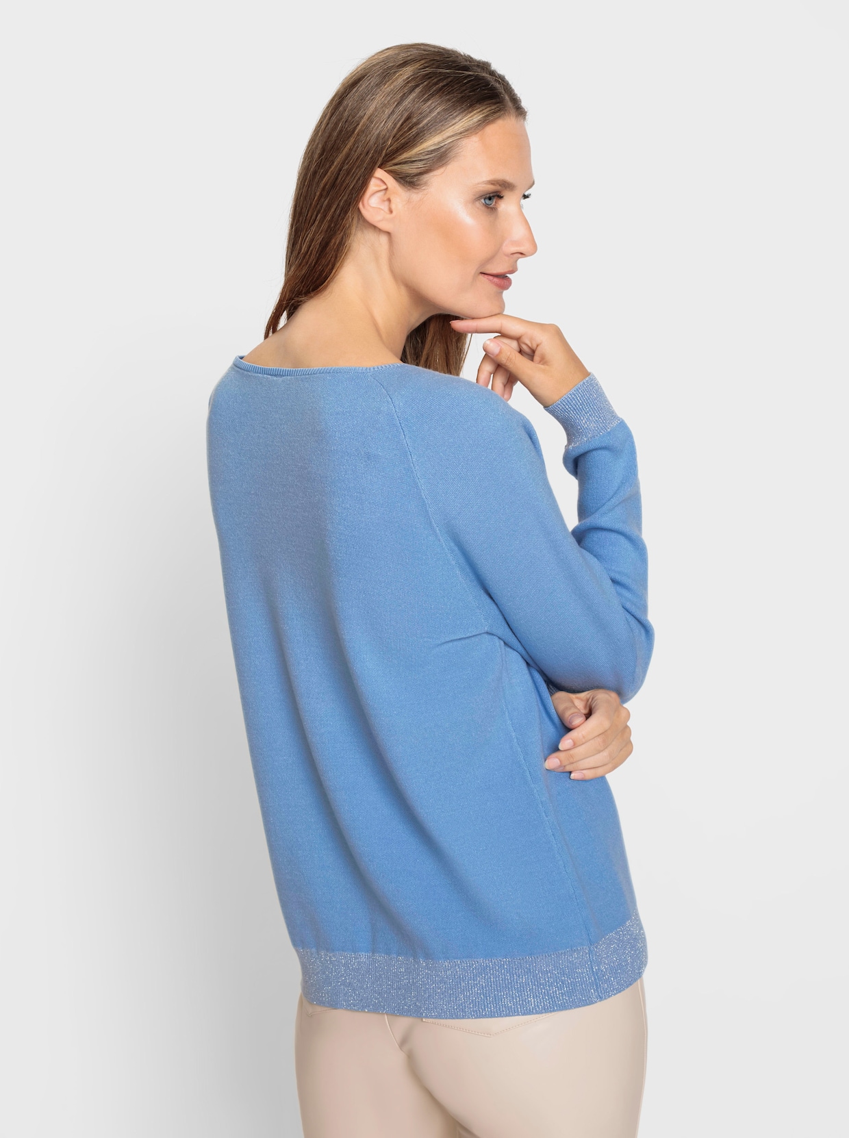 heine Jacquard-Pullover - himmelblau-weiß-gemustert