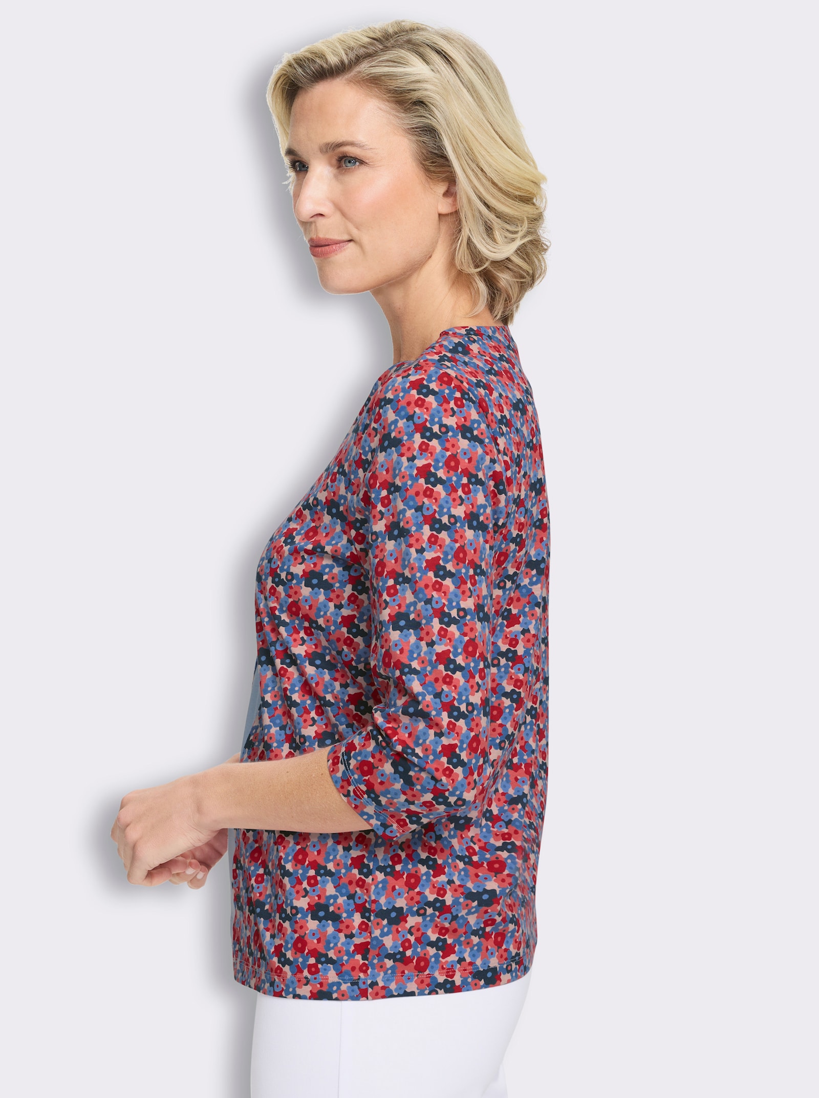 2-in-1-Shirt aus reiner Baumwolle - dunkelblau-rot-bedruckt