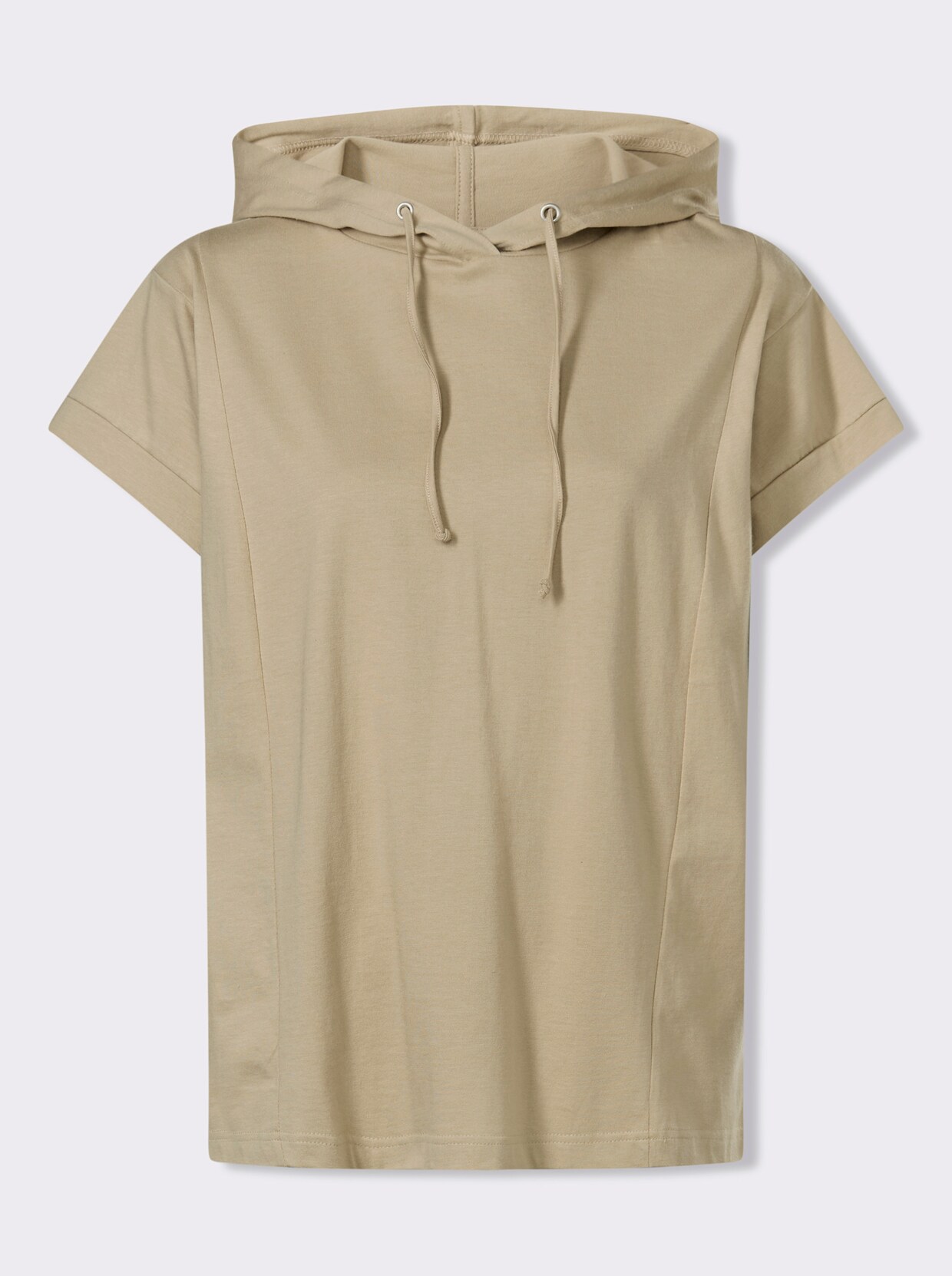 Tričko s kapucí a zakrytými rameny - béžová