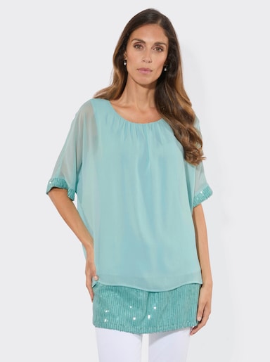 Longbluse in Chiffon-Qualität - mint