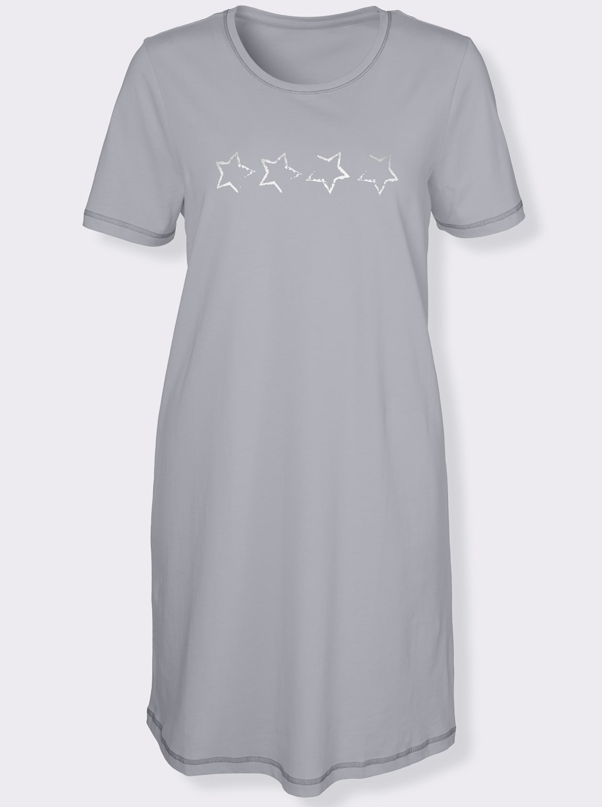 wäschepur Noční košile s krátkým rukávem - šedá + šedá-proužek