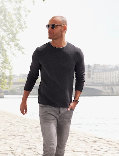 AUTHENTIC LE JOGGER Strickpullover - anthrazit-meliert