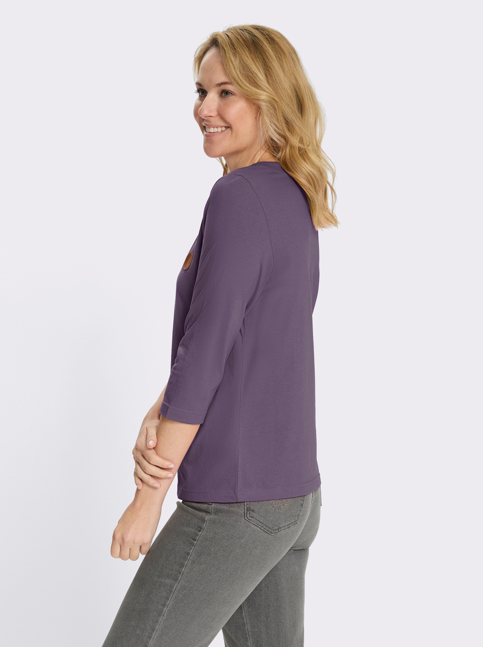 3/4-Arm-Shirt mit Tunnelzug am Rundhals-Ausschnitt - feige