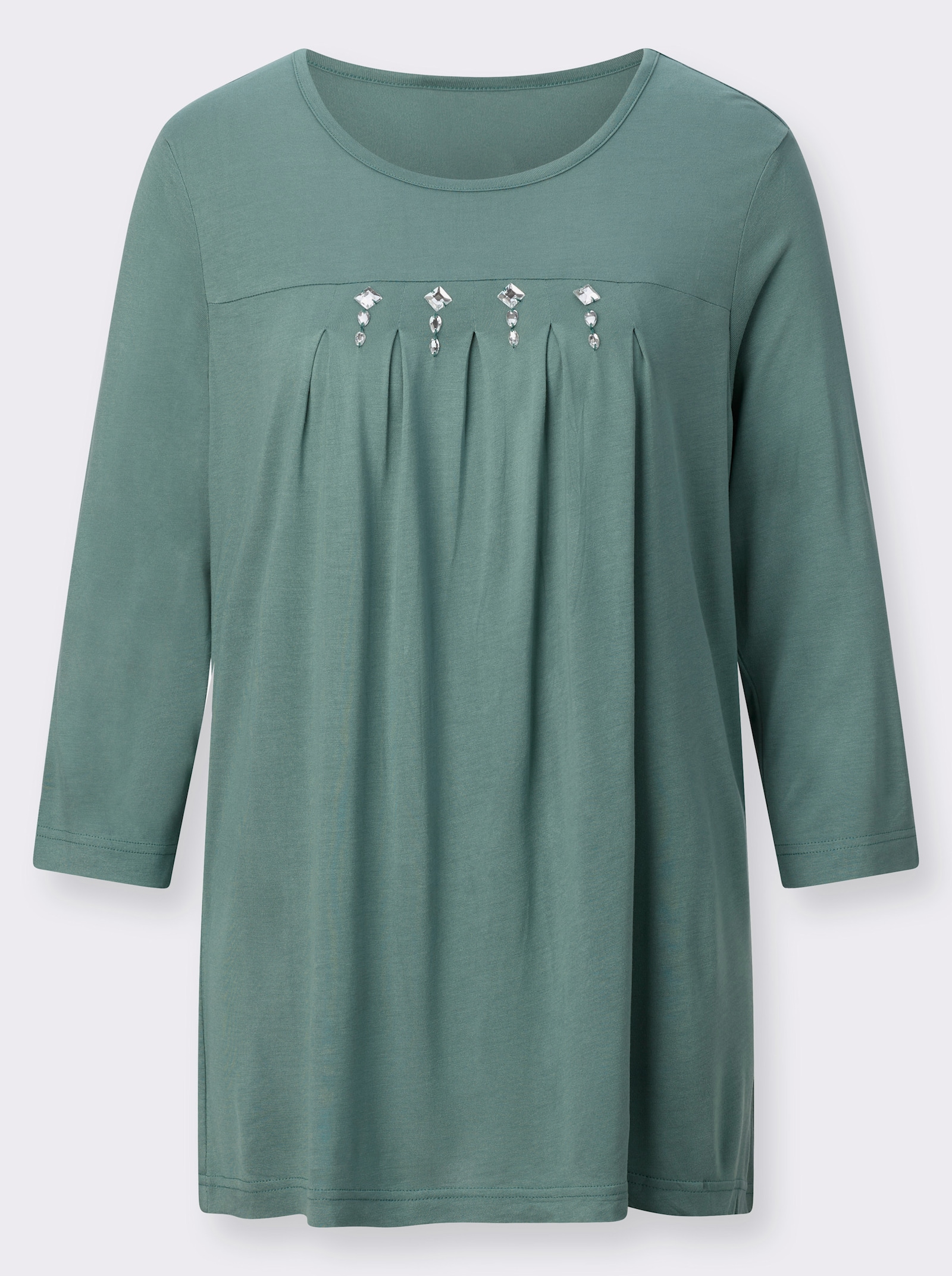 Longshirt mit Glitzersteinchen - jade