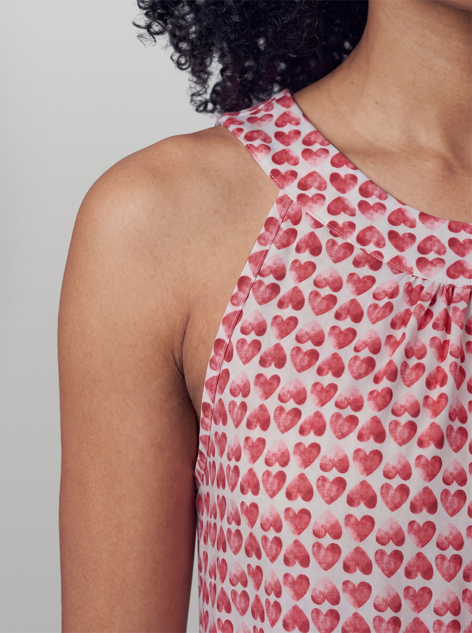 heine Shirttop mit amerikanischer Schulter - rot-hellrosé-gemustert