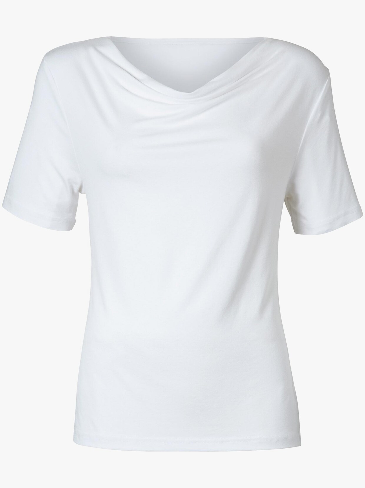 Tričko s řaseným výstřihem - bílá