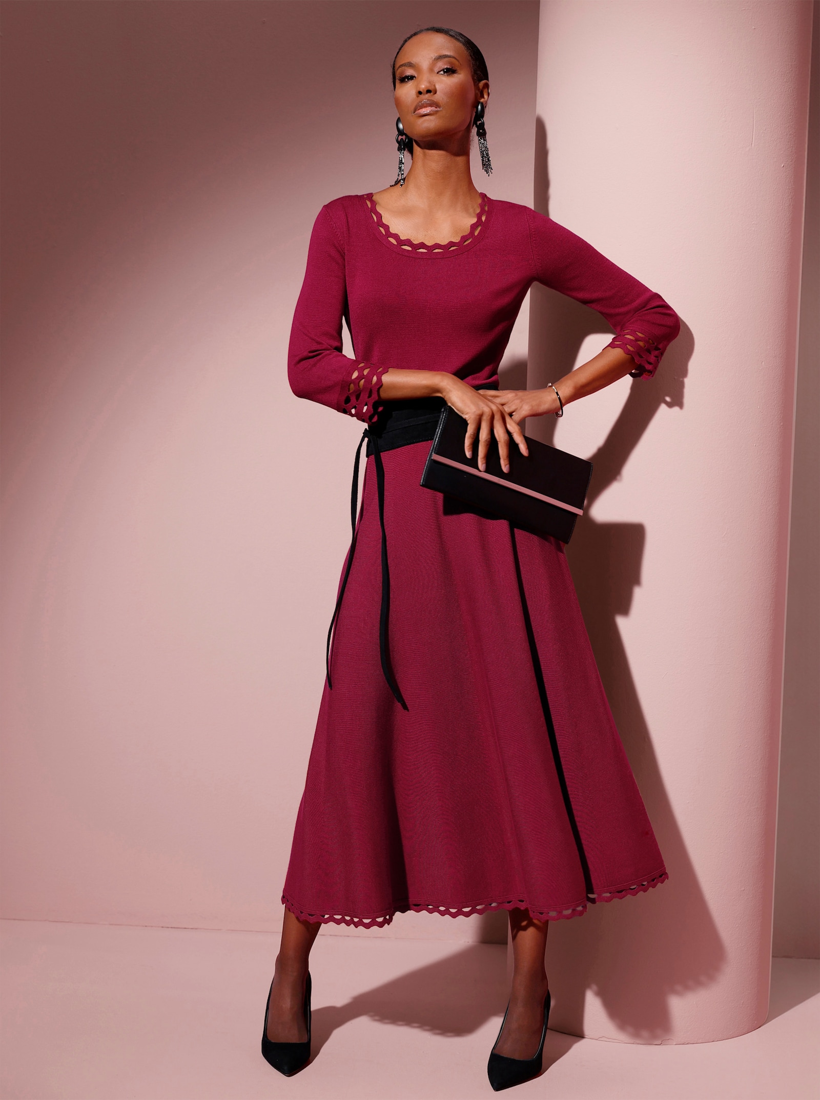 Strickrock im edlen Viskose-Lyocell-Mix - dunkelrot