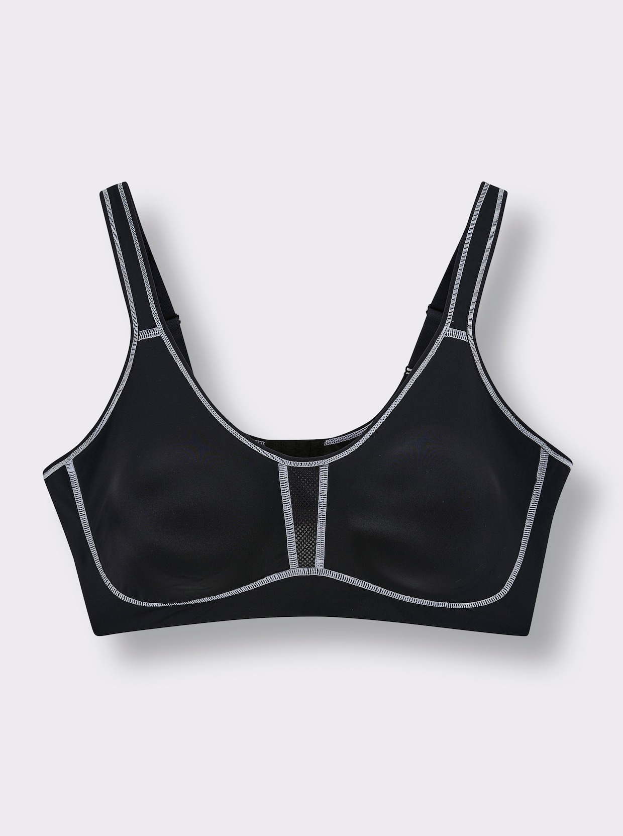 Viania Sport-BH ohne Bügel mit Frotteefutter - schwarz