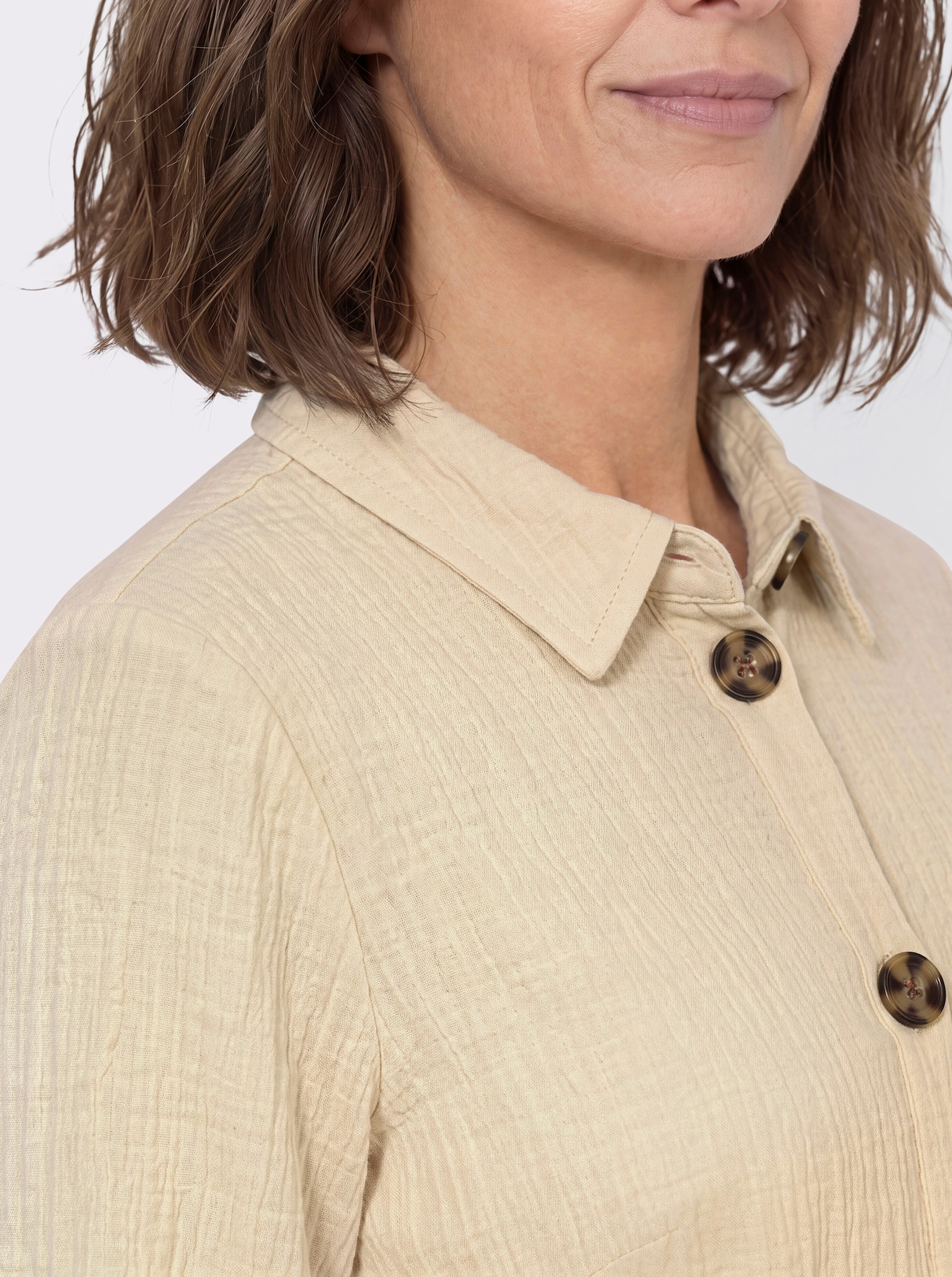 Blusenjacke mit Krempelärmeln - sand