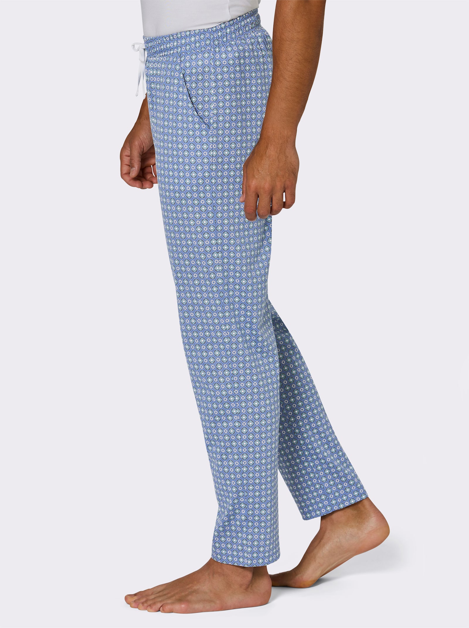 wäschepur men Hose lang - mittelblau-ozean-bedruckt