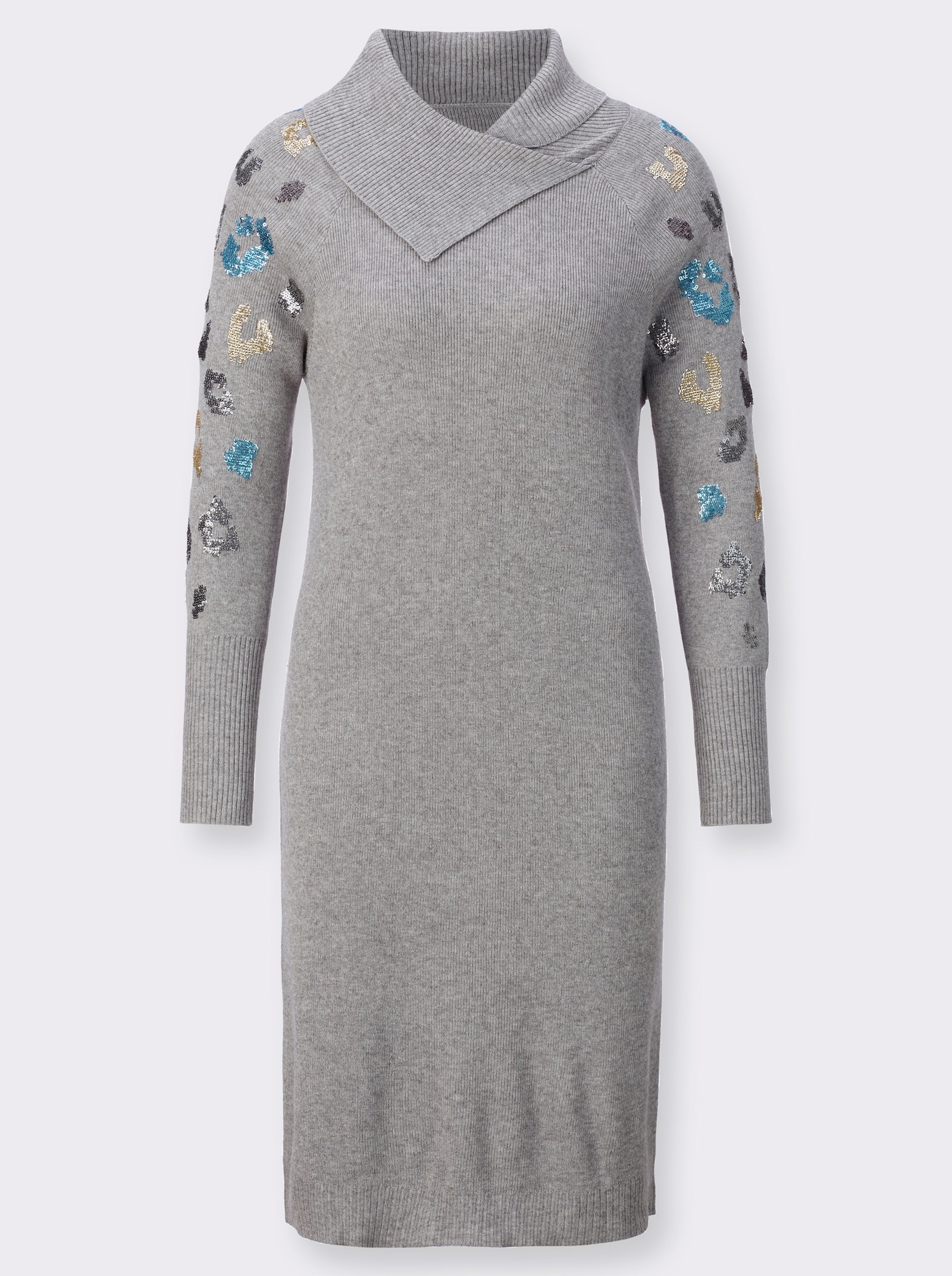 Strickkleid - steingrau-meliert