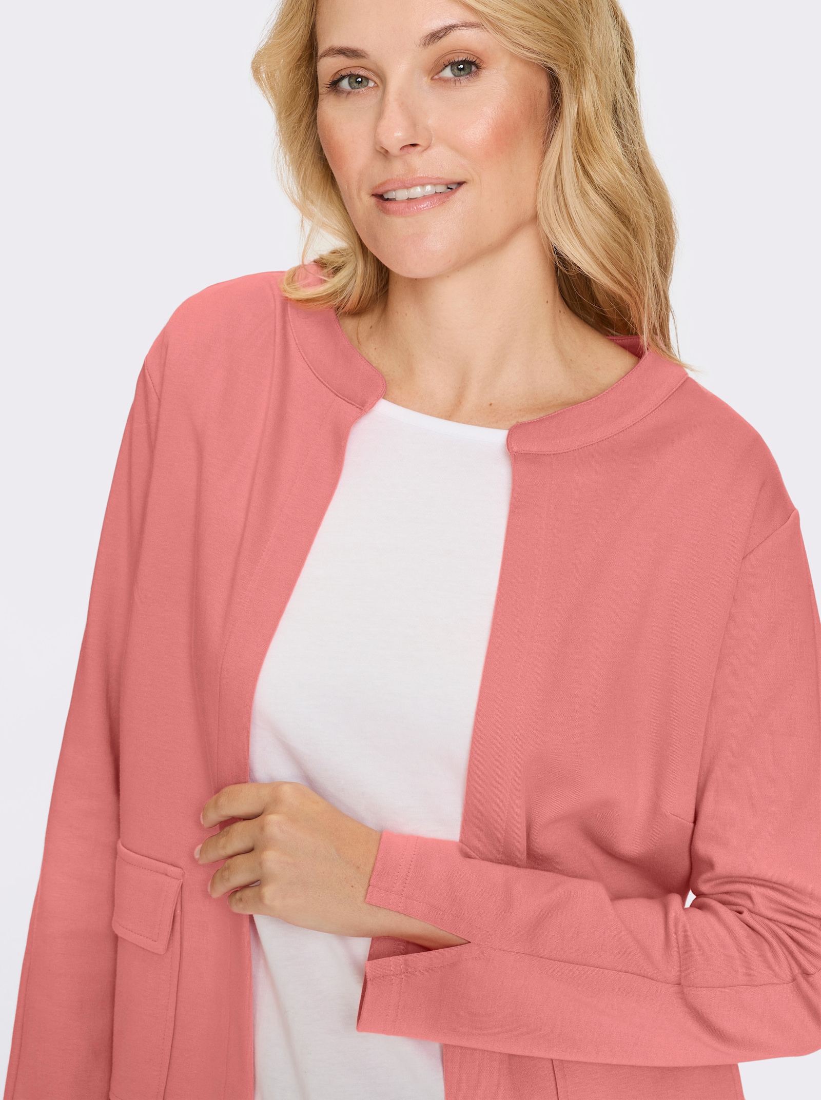 Jerseyblazer mit Brustabnähern - flamingo