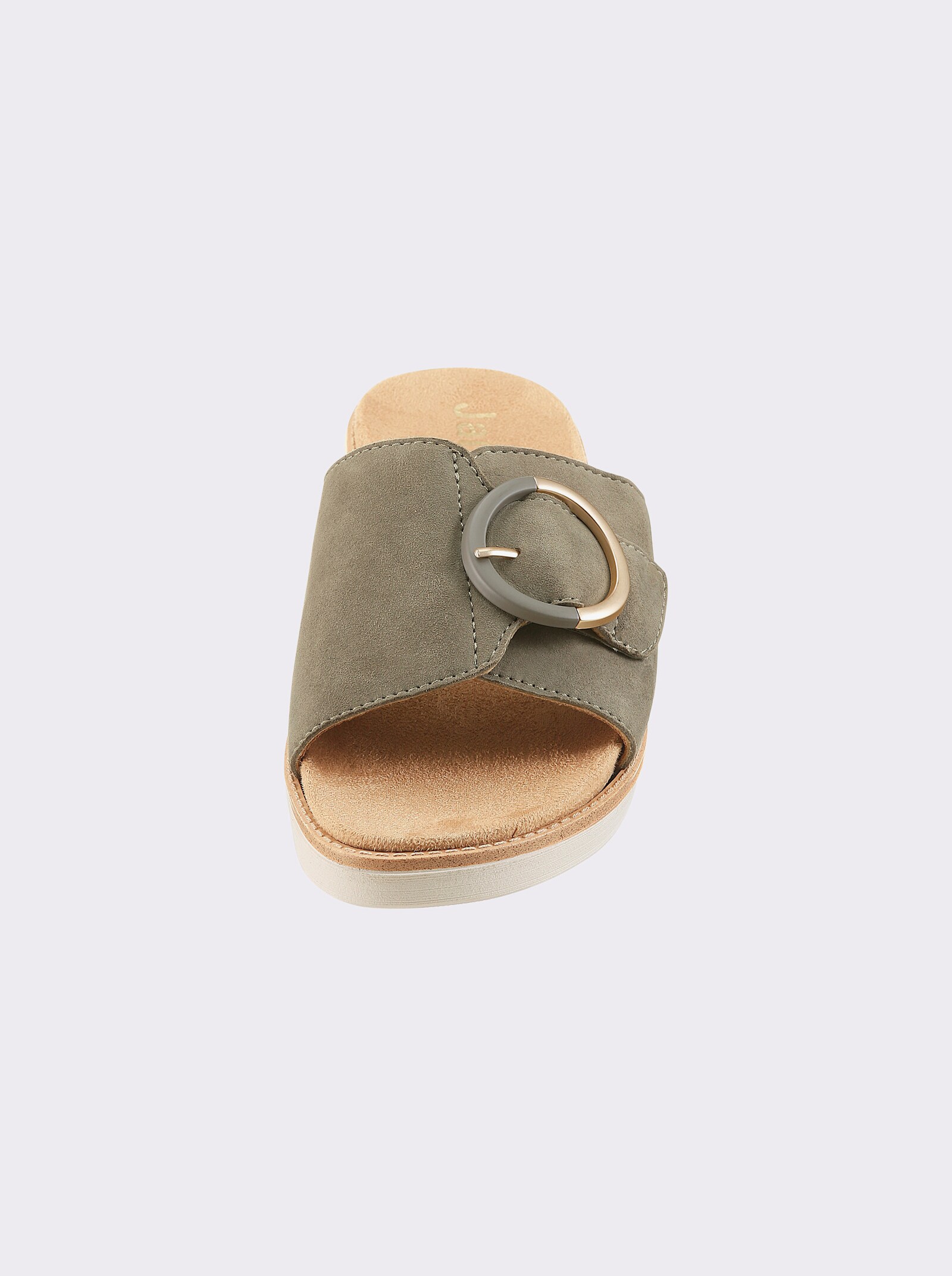 Jana Pantolette mit Veloursleder - eucalyptus