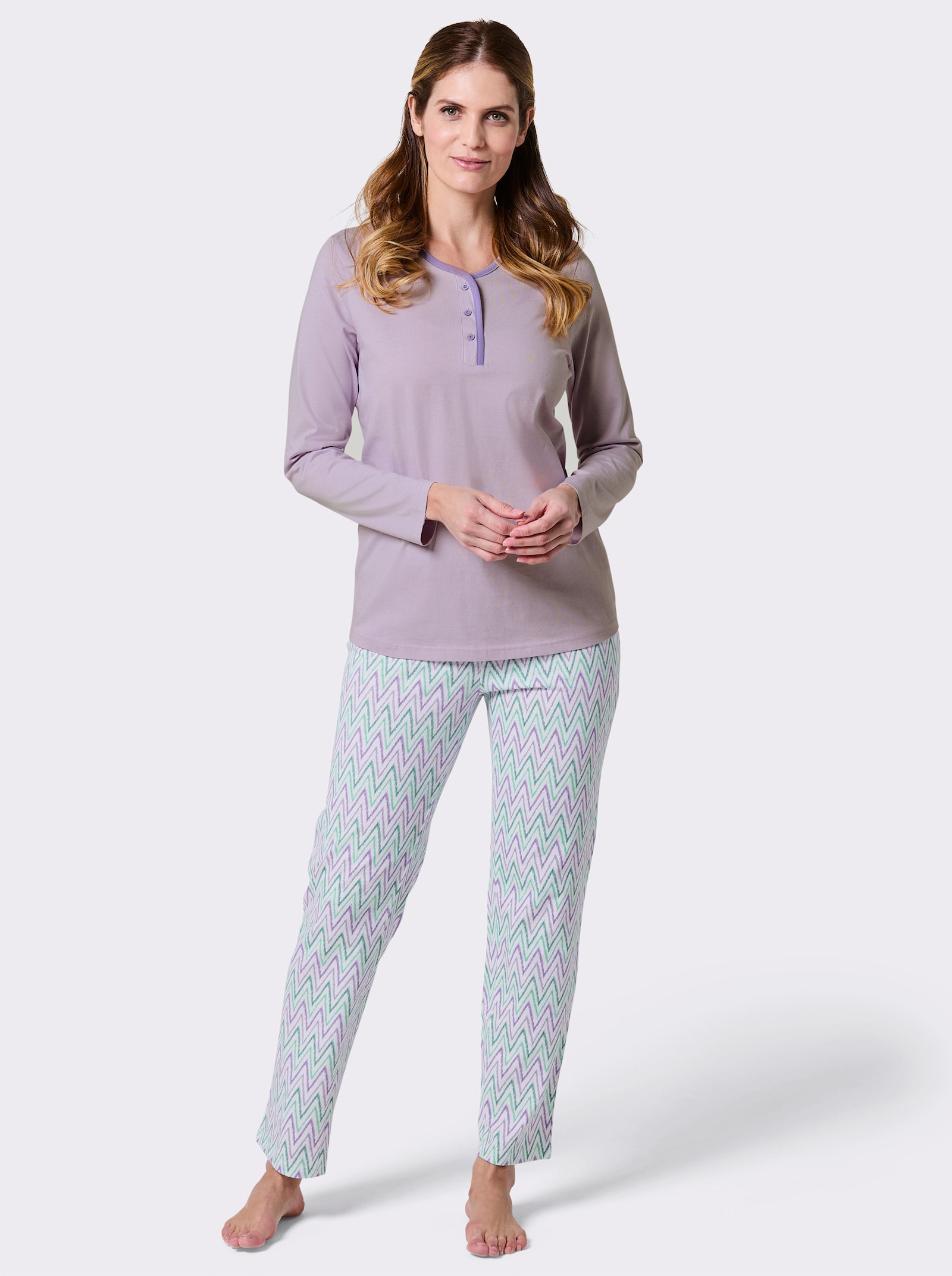 wäschepur Schlafanzüge mit bedruckter Hose - rosé + flieder