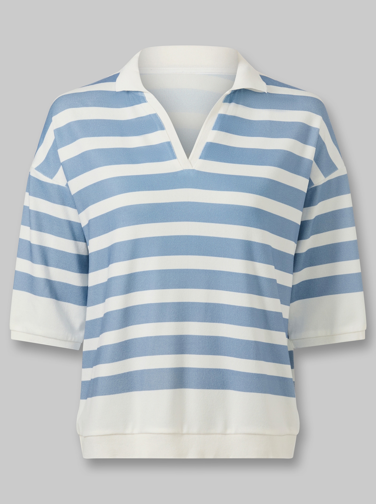 heine Ringelshirt mit Polokragen - ecru-himmelblau-geringelt