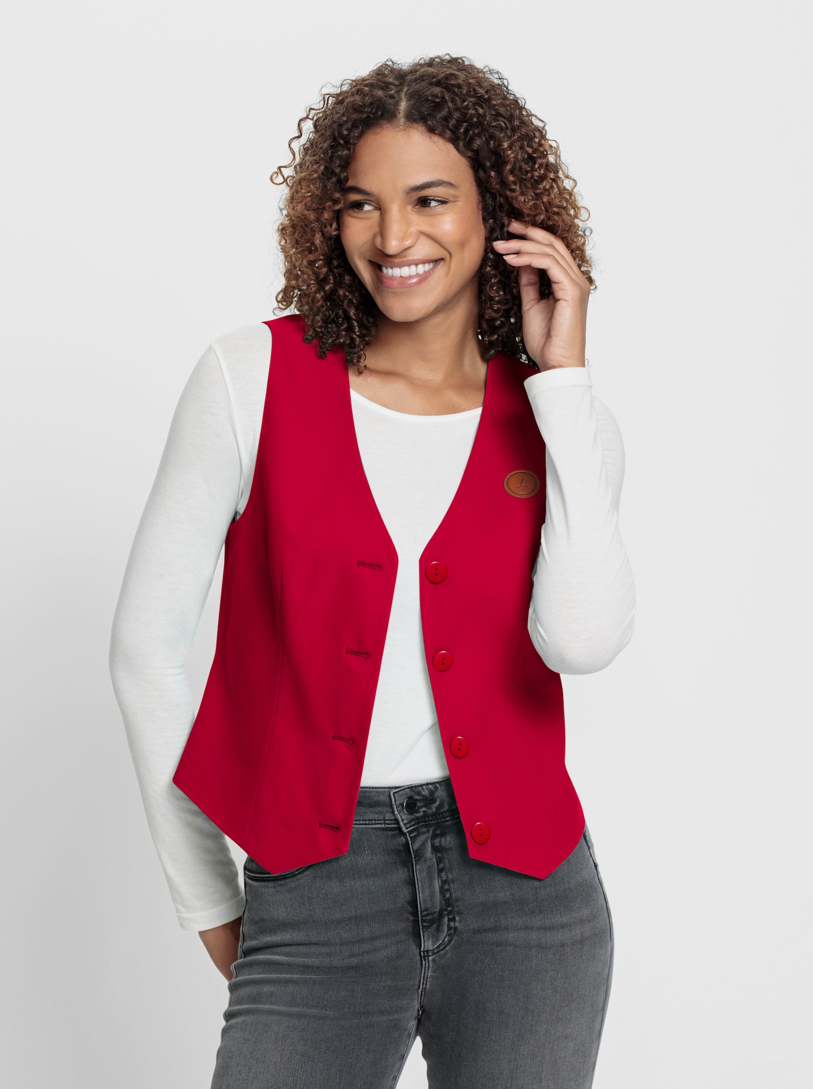 Weste mit spitz zulaufendem Saum - rot