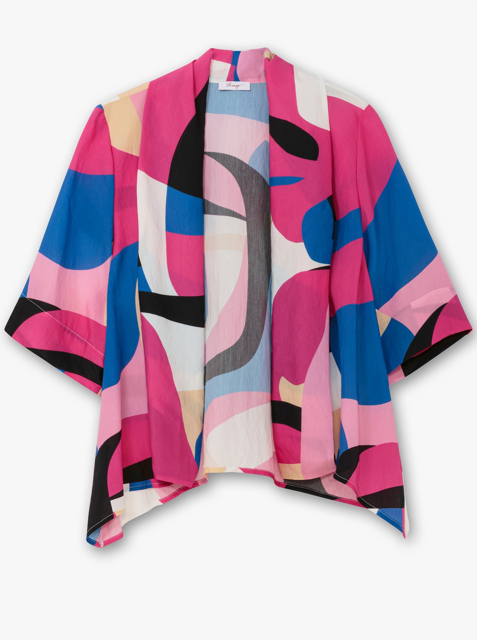 sheego Blusenjacke mit Grafikprint, verschlusslos - pink gemustert