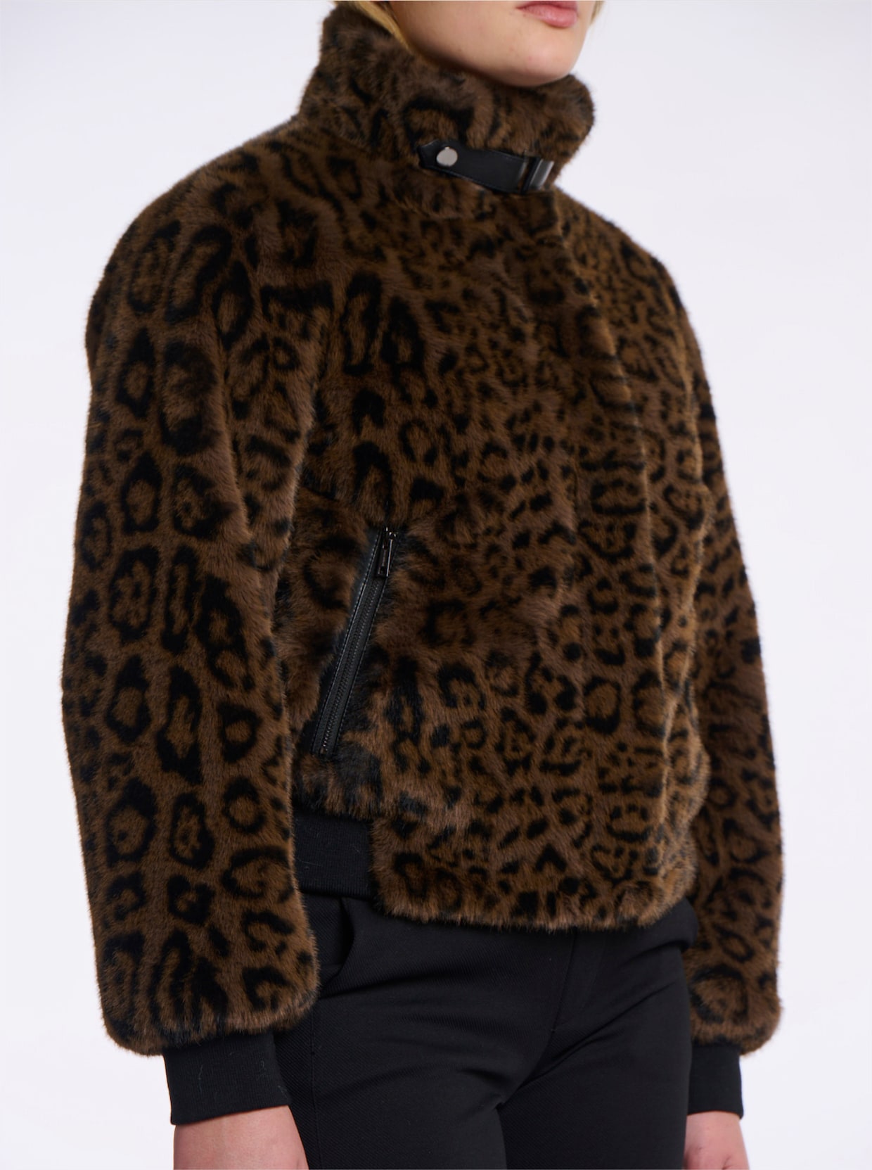 Fellimitatjacke - braun-schwarz-gemustert