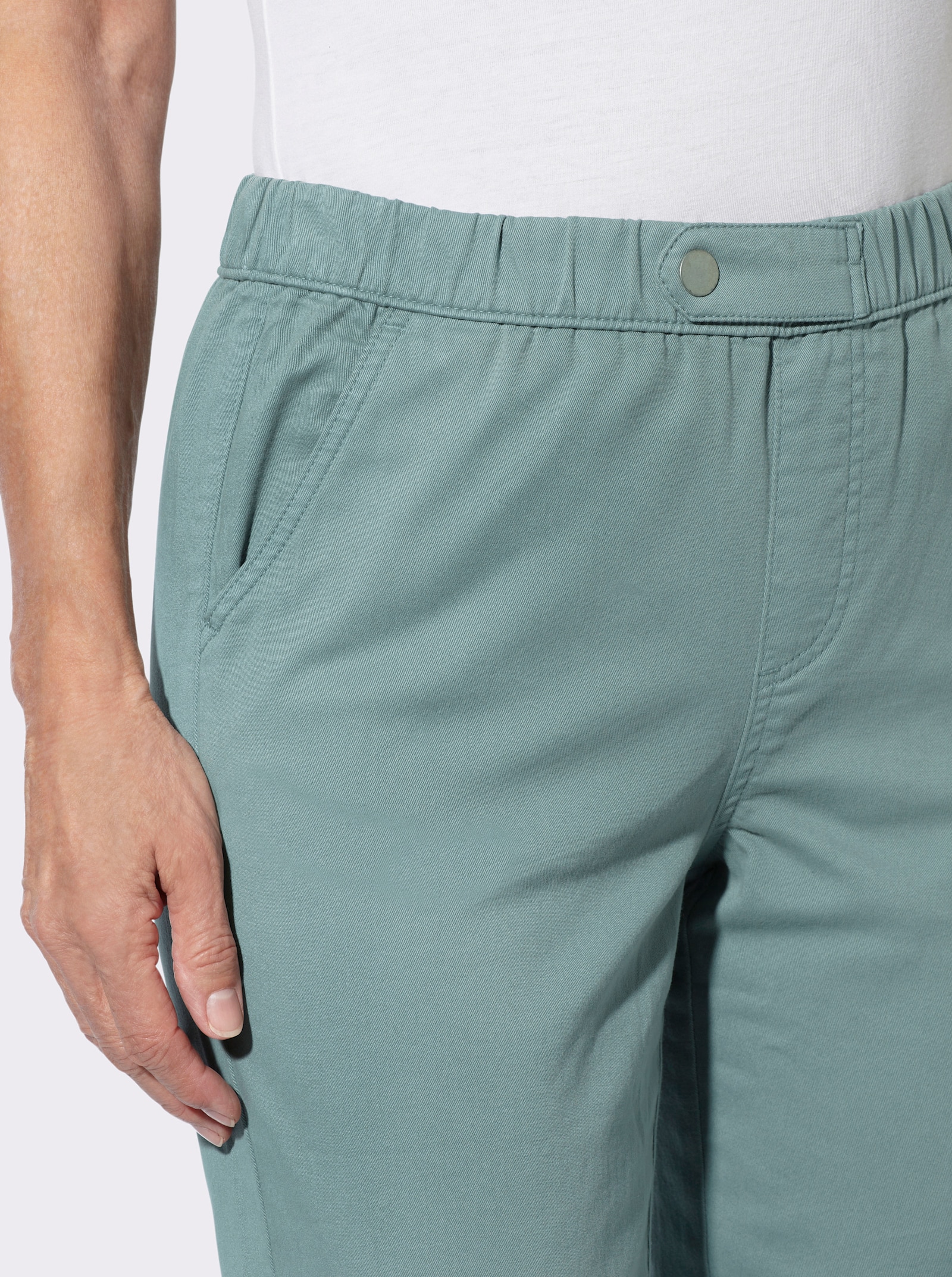 Schlupfjeans mit 2 Taschen vorne - jade