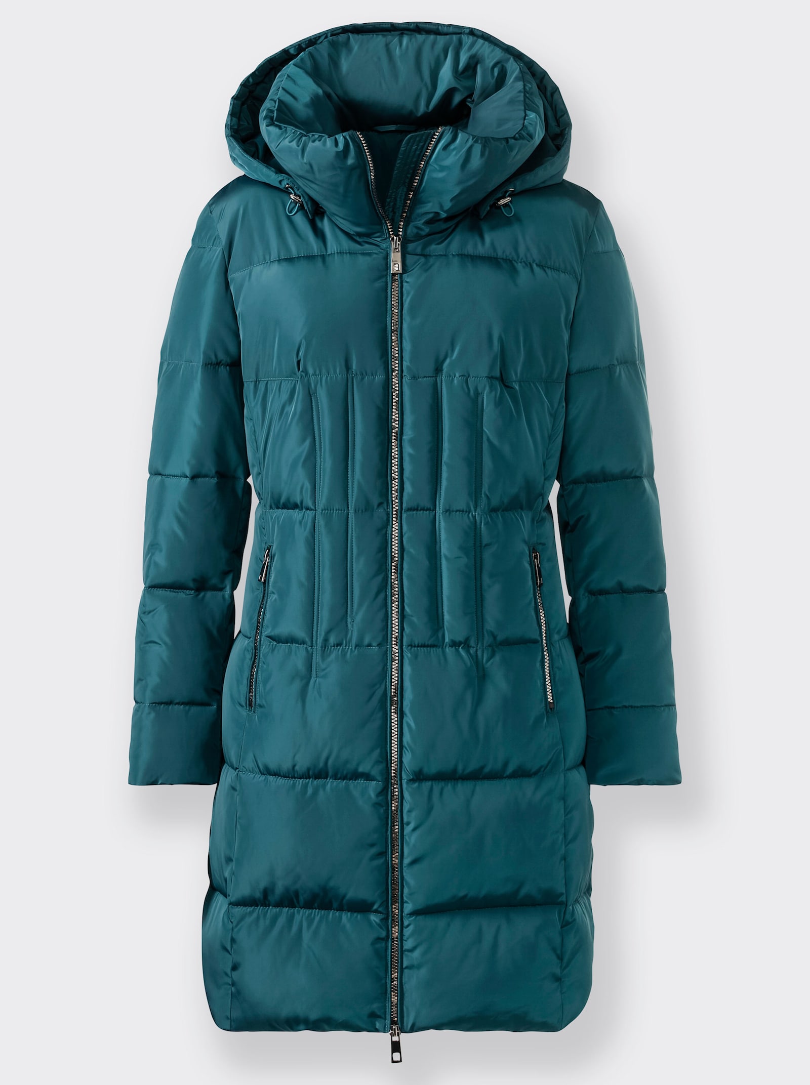 Manteau matelassé avec fronces au niveau du col montant - bleu pétrole