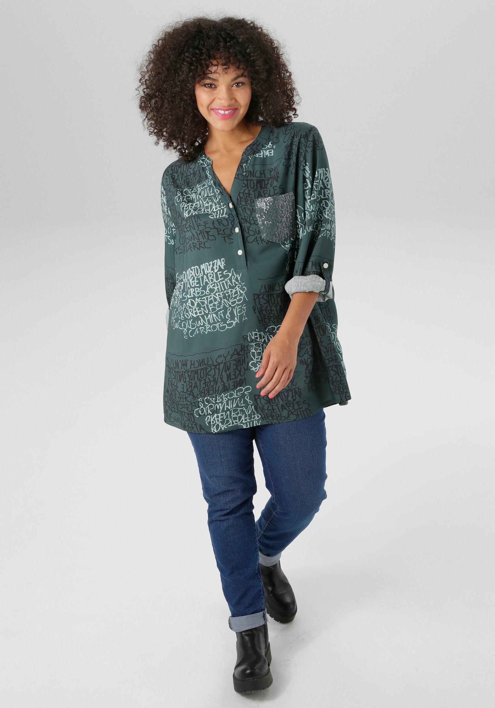 Aniston PLUS Schlupfbluse - grün