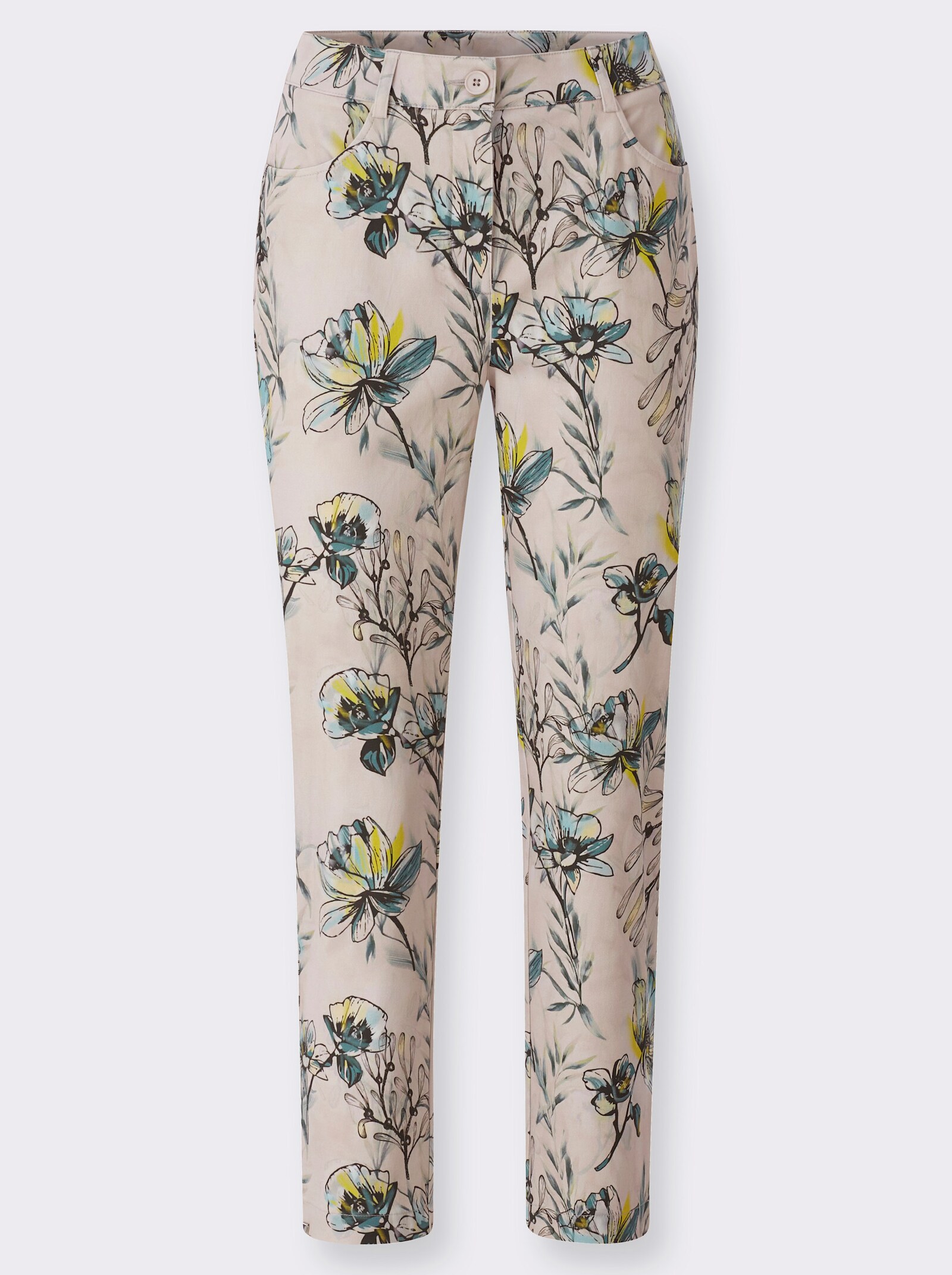 Druckhose im 5 Pocket-Style - elfenbein-mint-bedruckt
