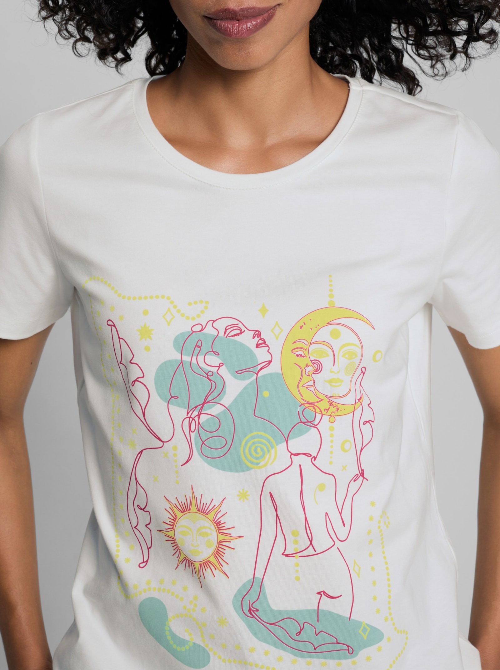 heine Shirt mit Rundhals-Ausschnitt - ecru-mint-bedruckt