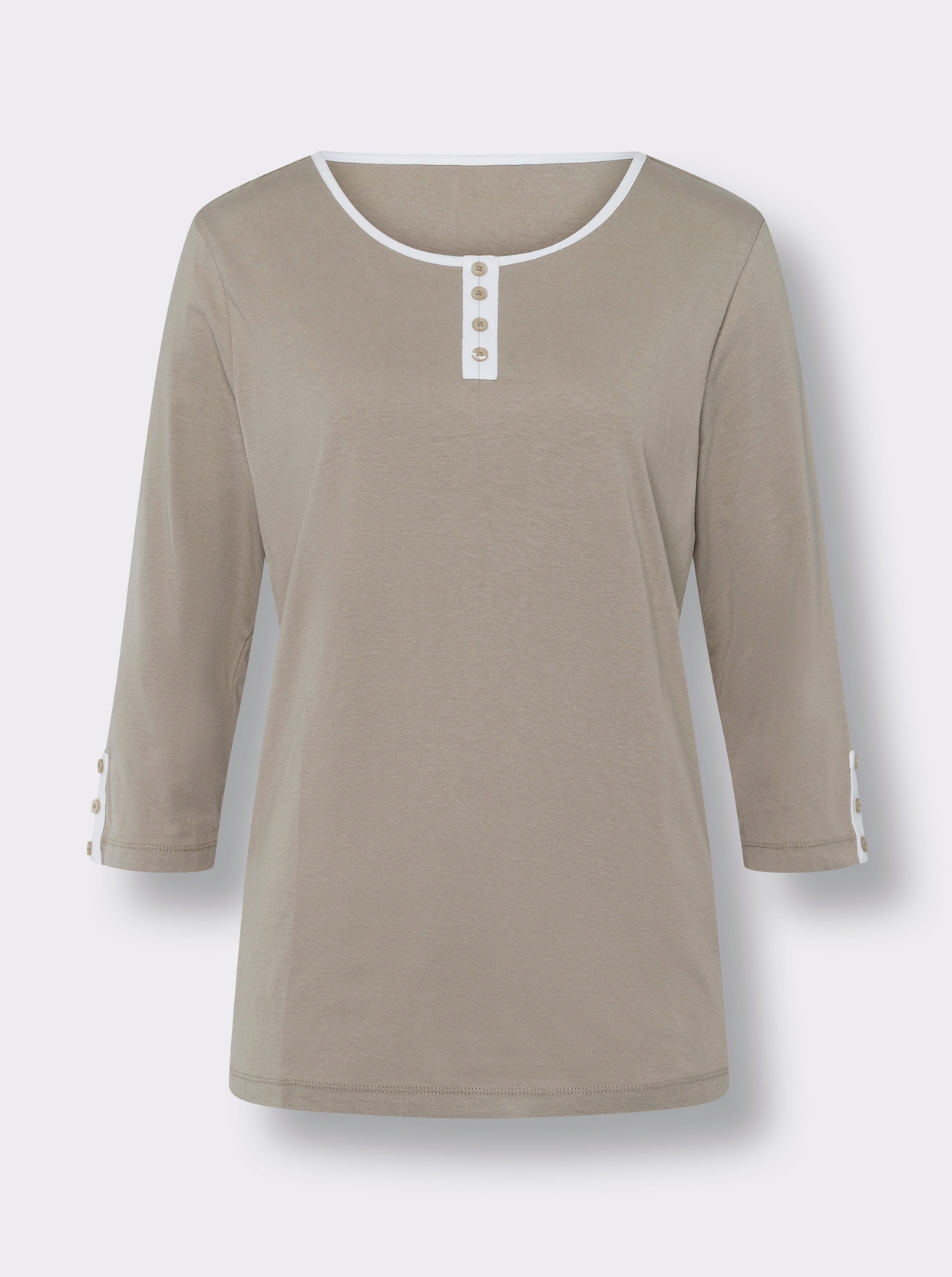 Shirt met 3/4-mouw - sesam-wit