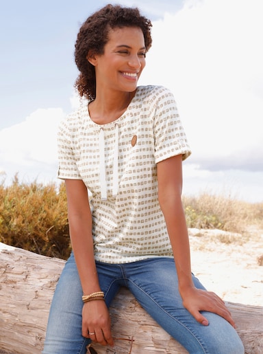 Print-Shirt - beige-ecru-bedruckt