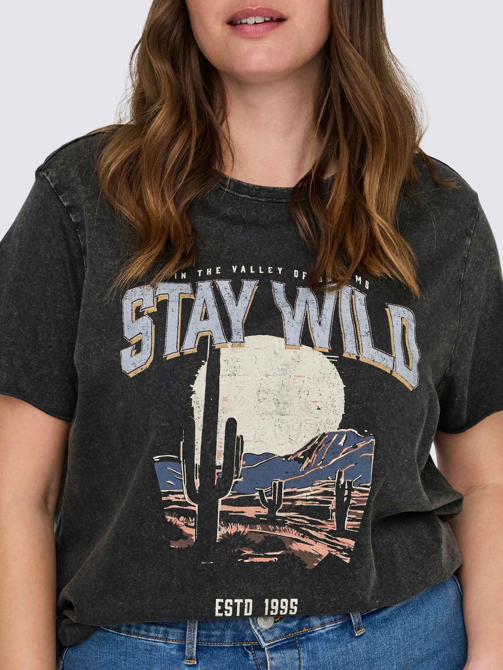 ONLY CARMAKOMA T-Shirt - black print:texana wild