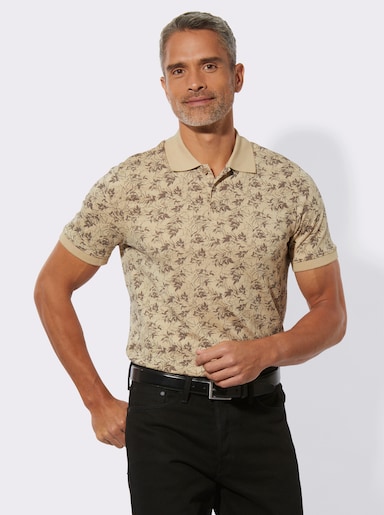 Poloshirt - sand-dunkeltaupe-bedruckt