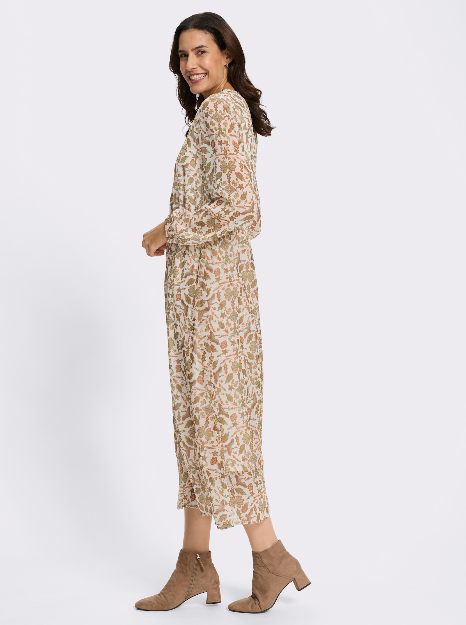 Druckkleid - schilf-champagner-bedruckt