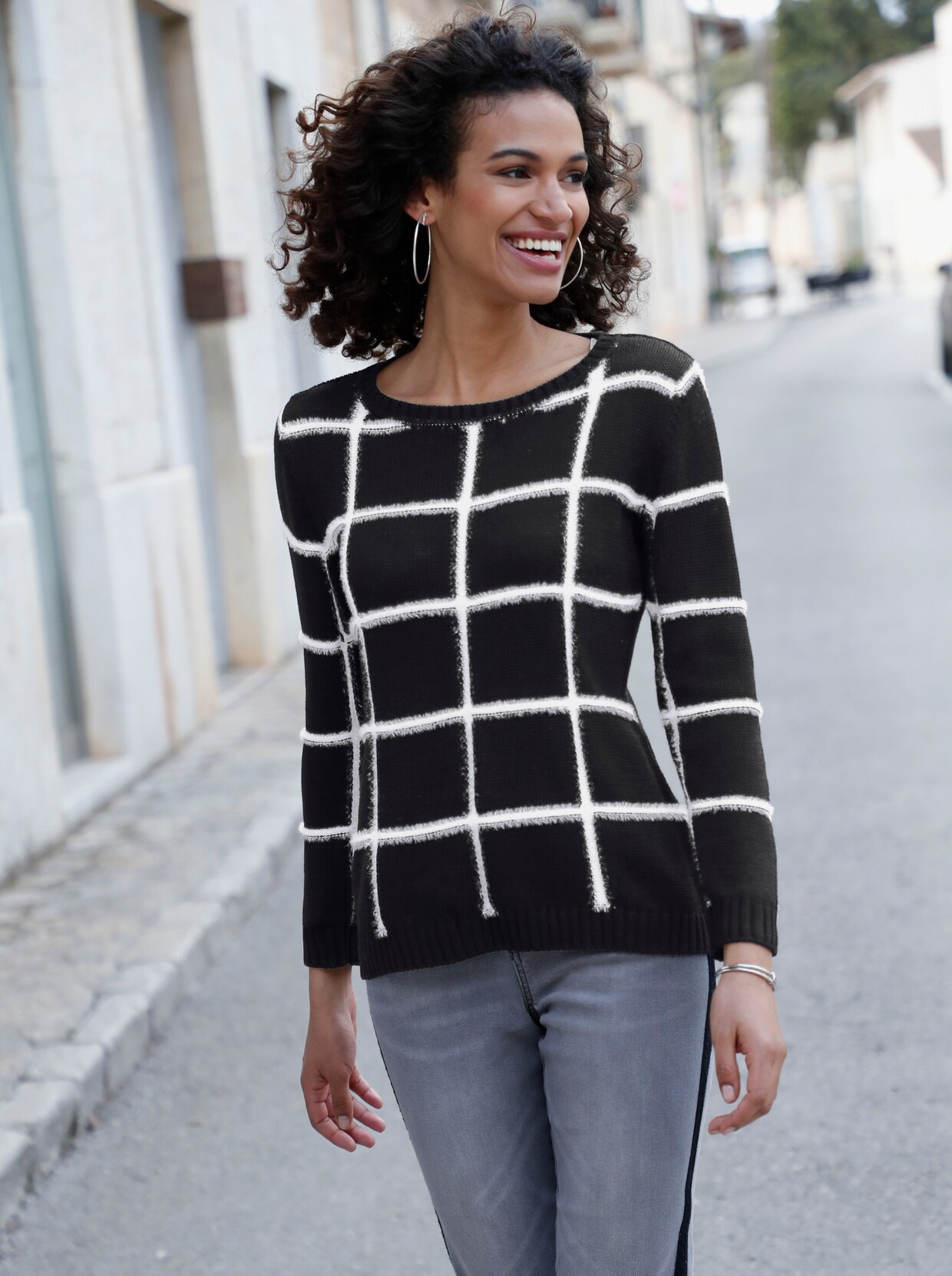 Jacquardpullover - schwarz