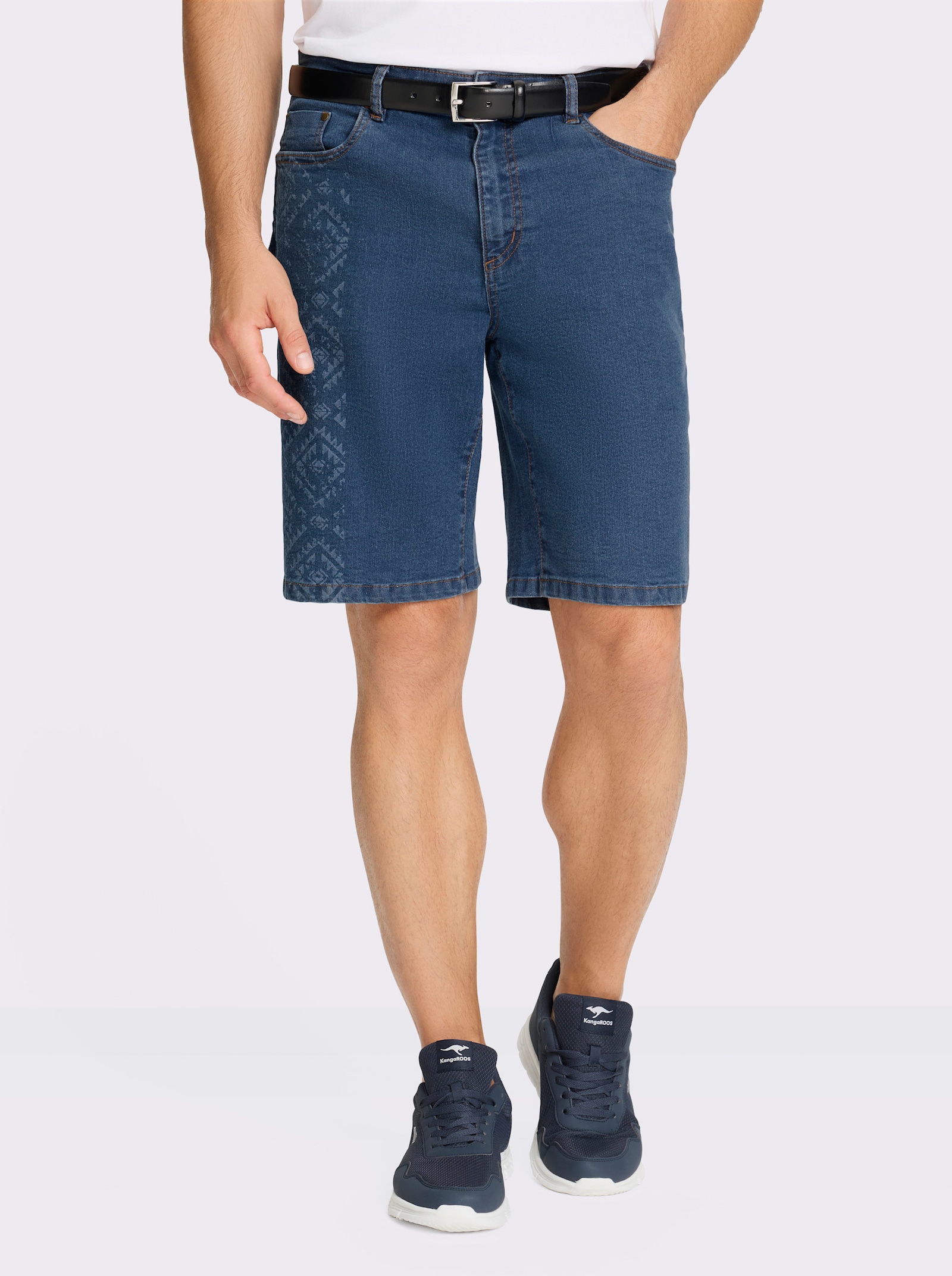 Marco Donati Bermudas mit Detail im Ethno-Dessin - blue-stone-washed