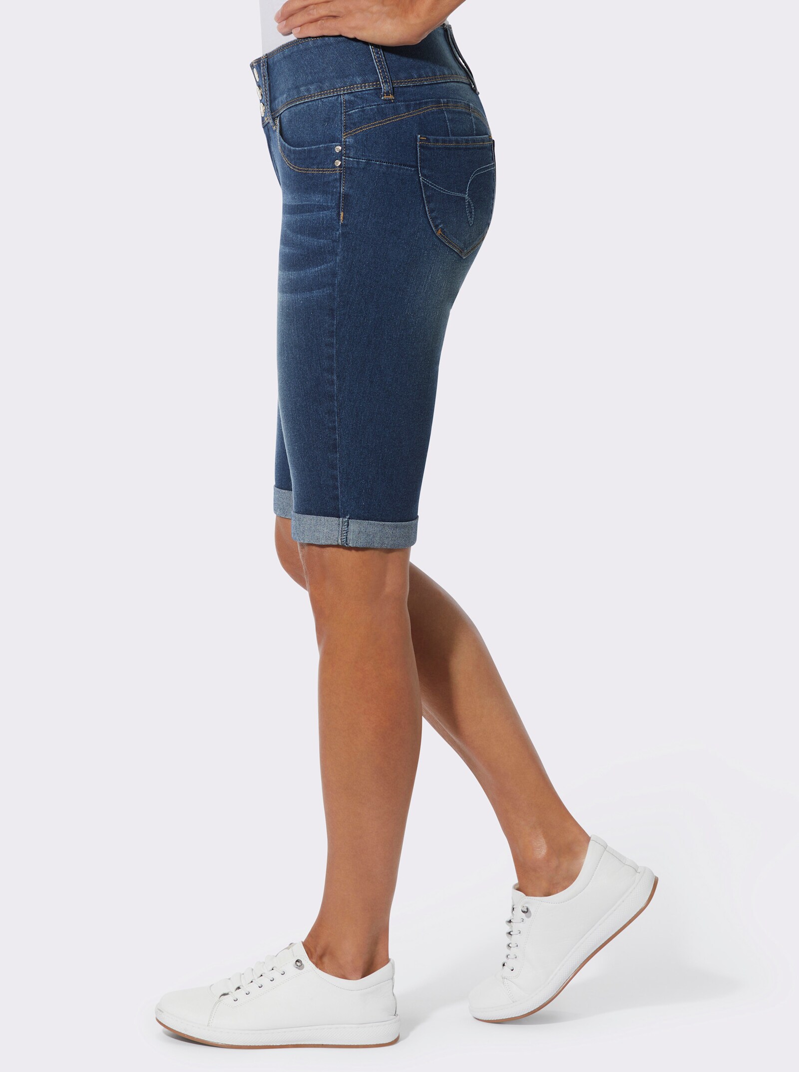 Bermudas mit gekrempeltem Saum - blue-stone-washed