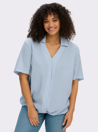 sheego Tunika mit raffiniertem Bund - hellblau