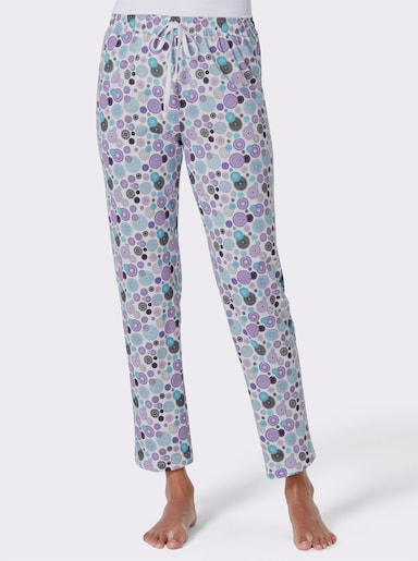 wäschepur Schlafanzug-Hose - ecru-lila-bedruckt