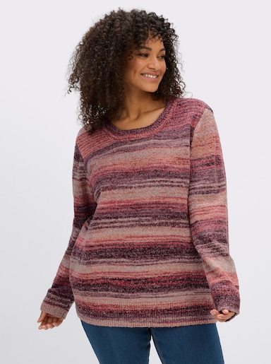 sheego by Joe Browns Streifenpullover aus Bouclégarn - kirsche-bordeaux