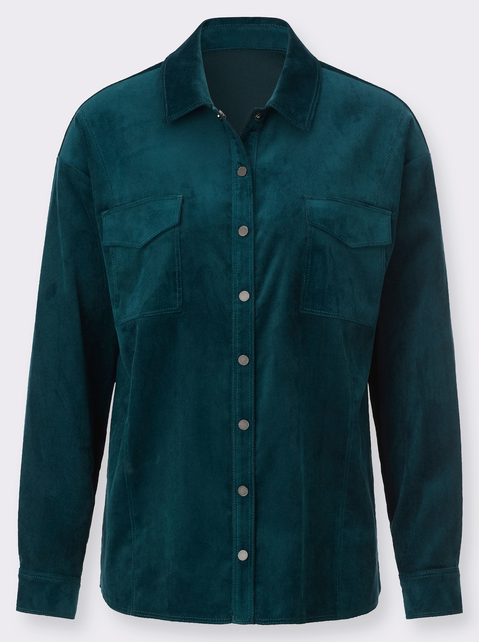 Hemdbluse aus Cord - petrol
